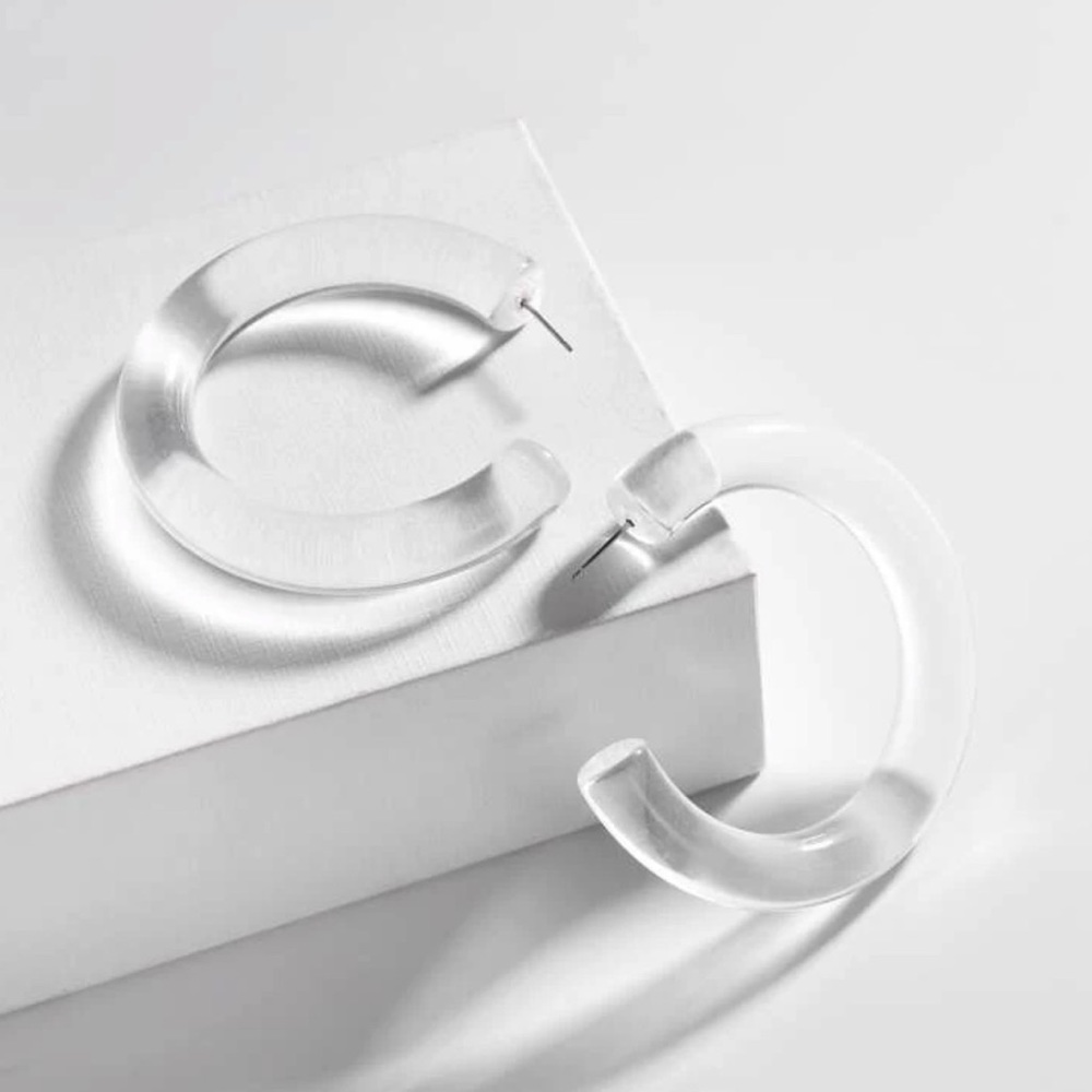 Clear Chunky Cuff Earrings